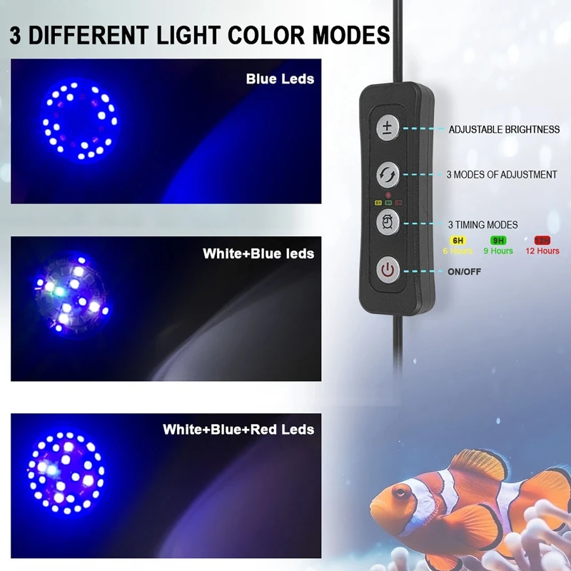 Marine Aquarium Timing - 30W調光可能照明マリンLED水槽LEDリーフライト海水魚水槽ライトタイマー付き海水ライト水槽照明