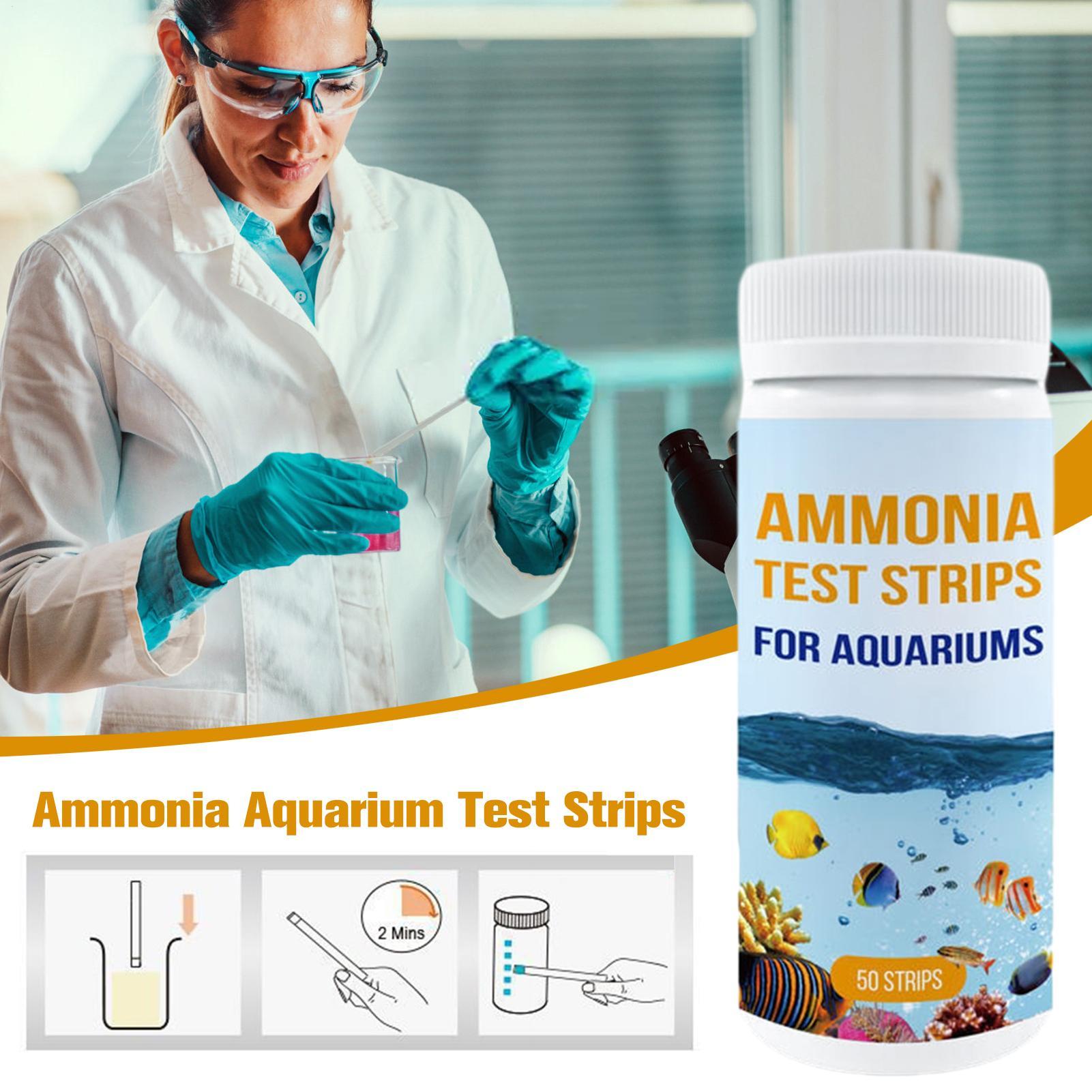 Marine Aquarium Test Kit - 水槽用アンモニアテストストリップ 安全なラボグレード水質検査キット 50枚入り 淡水・海水水槽用 プロフェッショナル向け