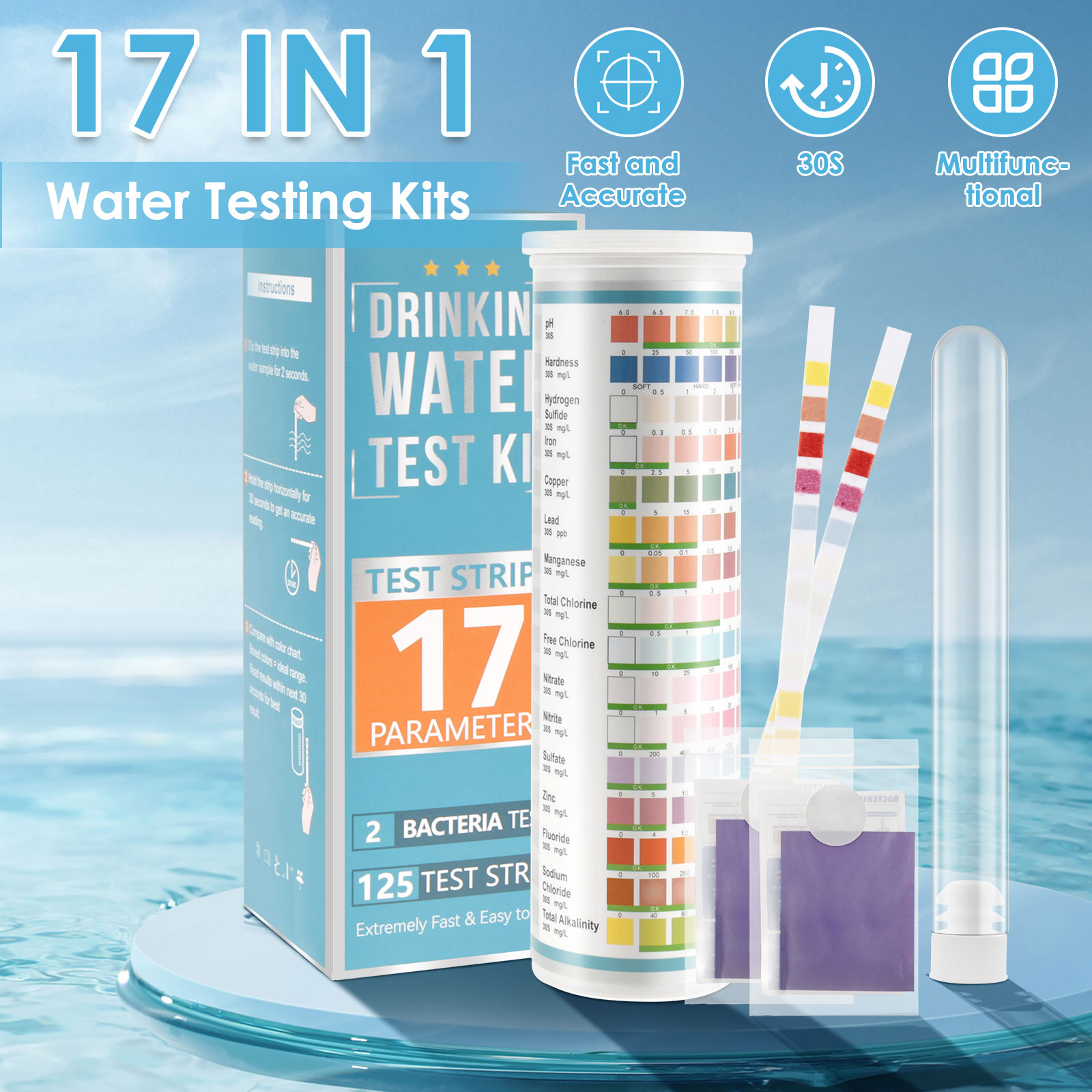 Marine Aquarium Test Kit - 100/125 個水族館テストストリップ 5-17 で 1 水テストキット試験管付き淡水海水ホーム炭酸根
