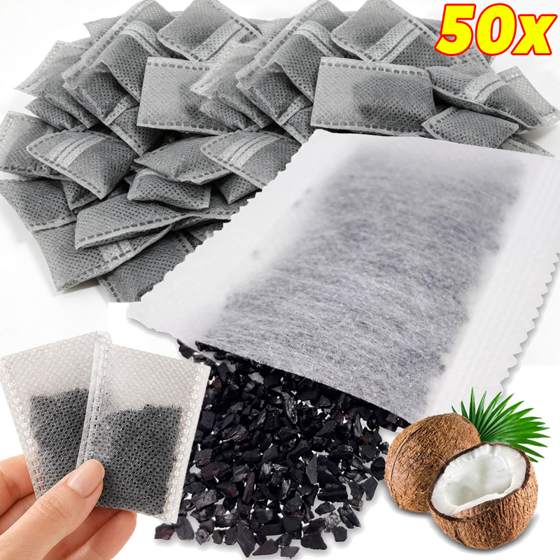 5/50x 活性炭バッグ天然ココナッツ炭芳香剤消臭剤吸湿剤冷 - Activated Carbon Bag のレビューと価格